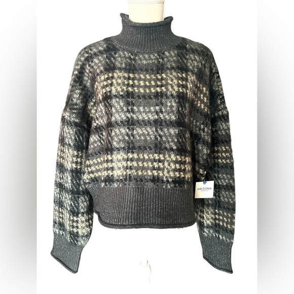 Arizona Juniors Womens Mock Neck Long Sleeve Plaid Pullover Sweater-Sz. XL/XXL - Picture 8 of 8